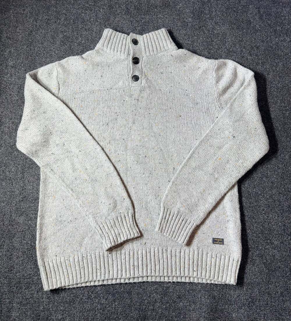 Lucky Brand Men's Gray Speckled Mock Neck Button Pullover Sweater XL